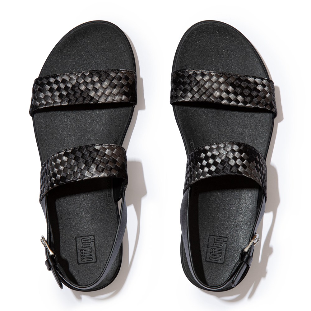 Fitflop Womens Sandals Black - Barra Silky-weave Back-strap - 09DRTOVPF